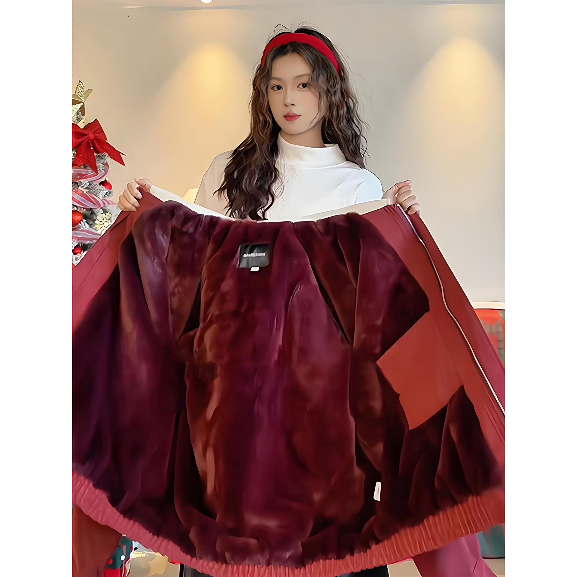酒红色座山雕皮衣棉服男款冬季美式保暖棉衣短款翻领加绒工装外套
