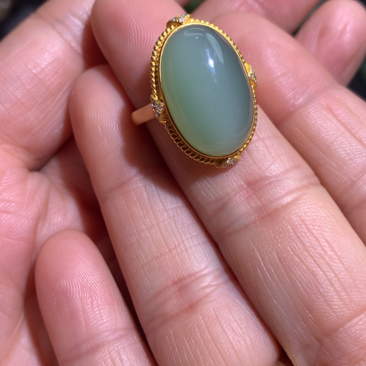 【闪购商品】和田玉珠宝半成品18K金镶嵌