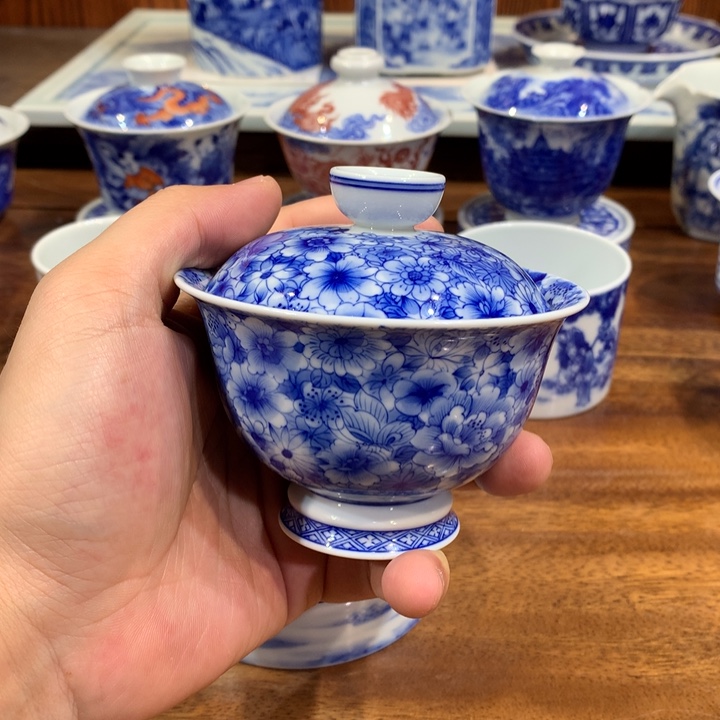 晓月柴窑 万花盖碗