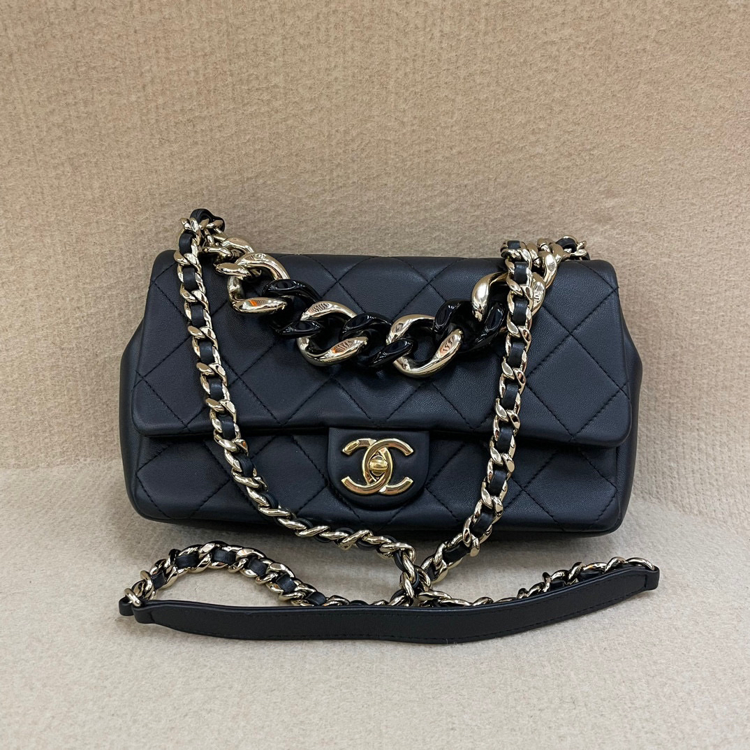 95新 Chanel/香奈儿 外场/CHANEL香奈儿黑金CF珐琅粗链条29开