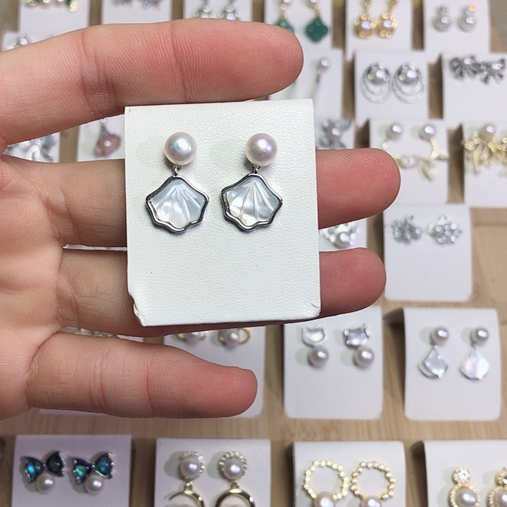 淡水珍珠耳饰银S925镶嵌