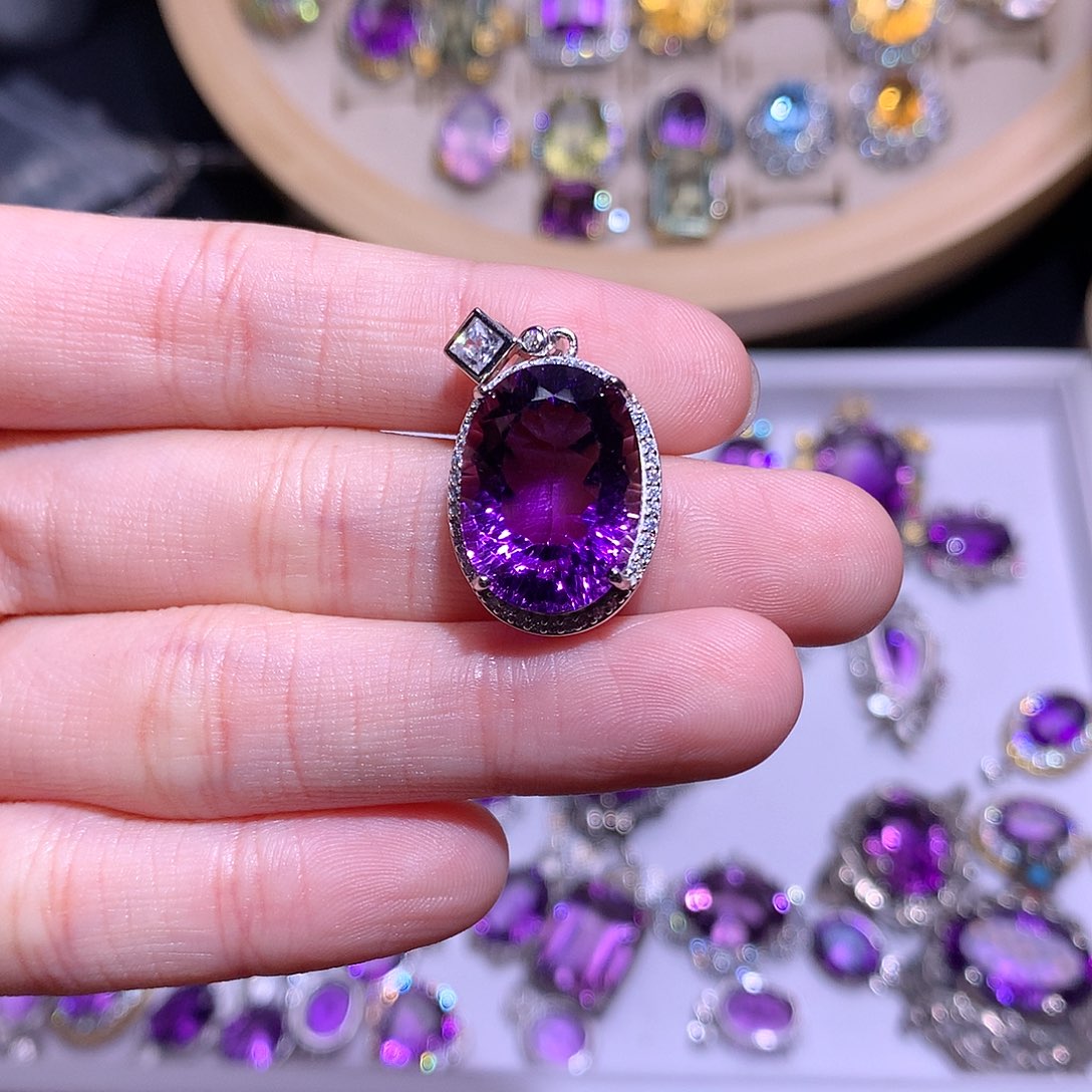 吊坠(不含链)银S925镶嵌紫晶用****5