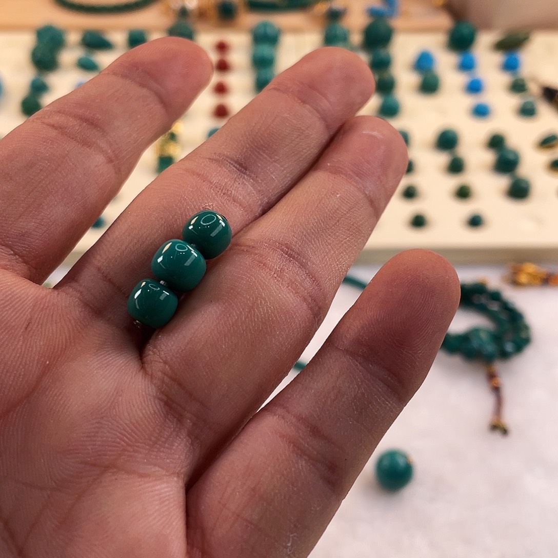 绿松石未镶嵌耳饰