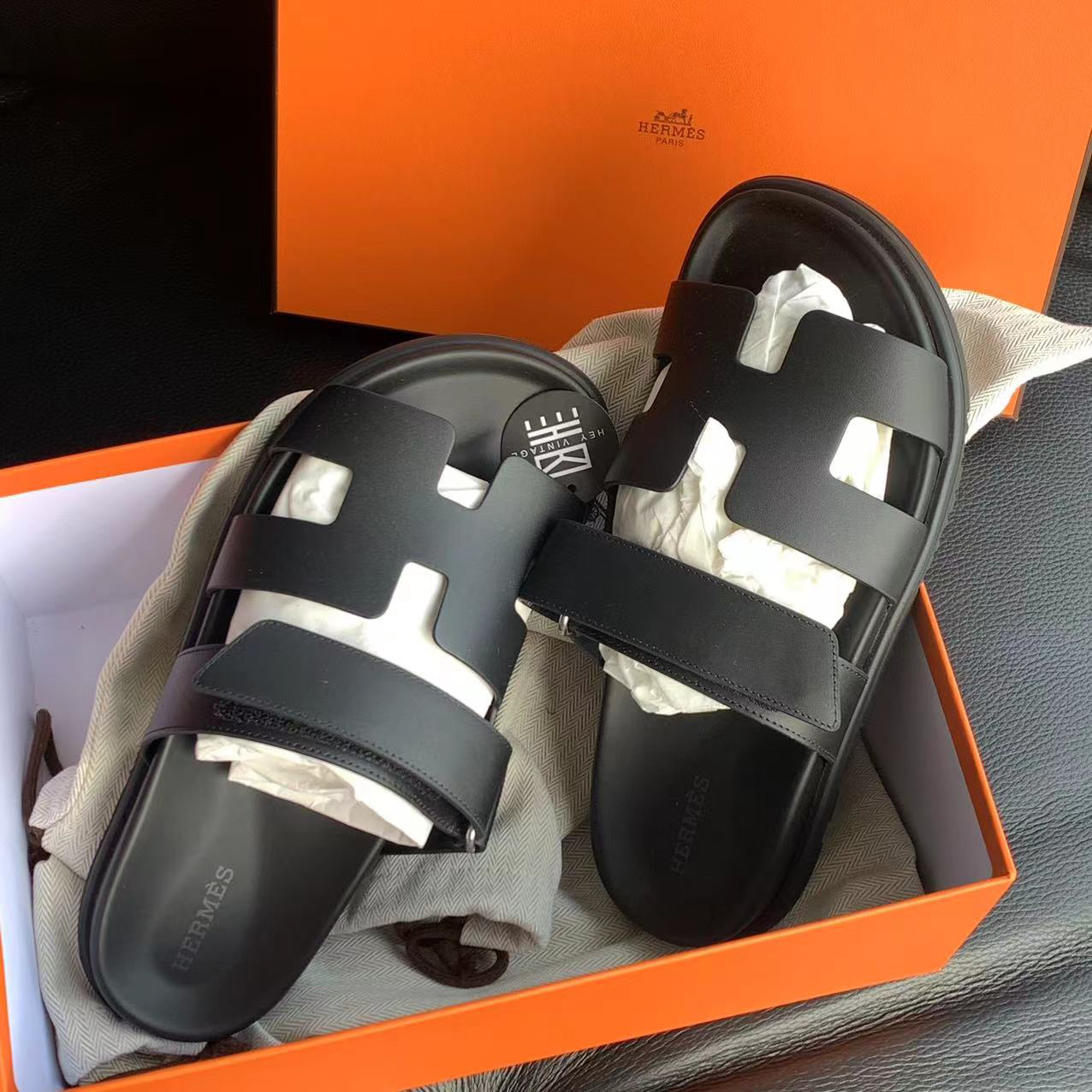 未使用 Hermes/爱马仕 黑色二舅拖鞋 38码数 14907478
