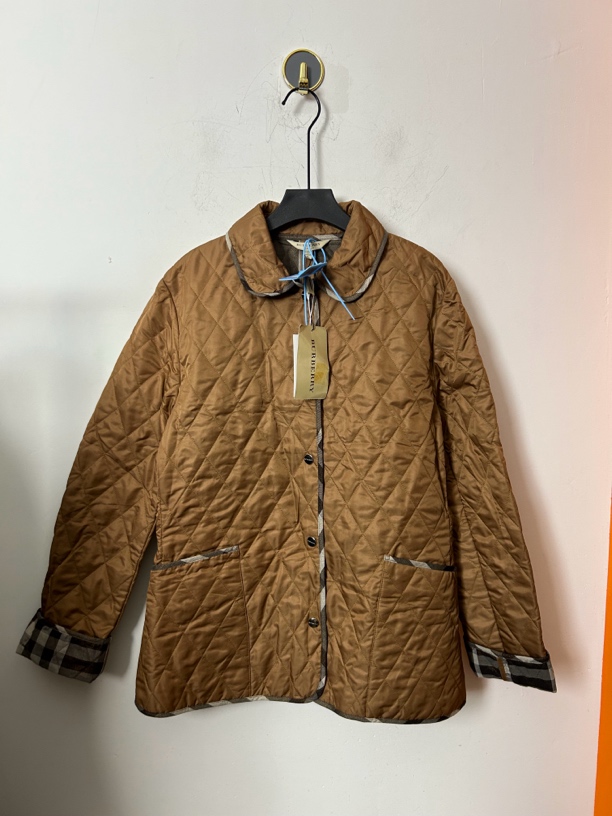99新 BURBERRY/博柏利 棕色菱格纹棉服外套