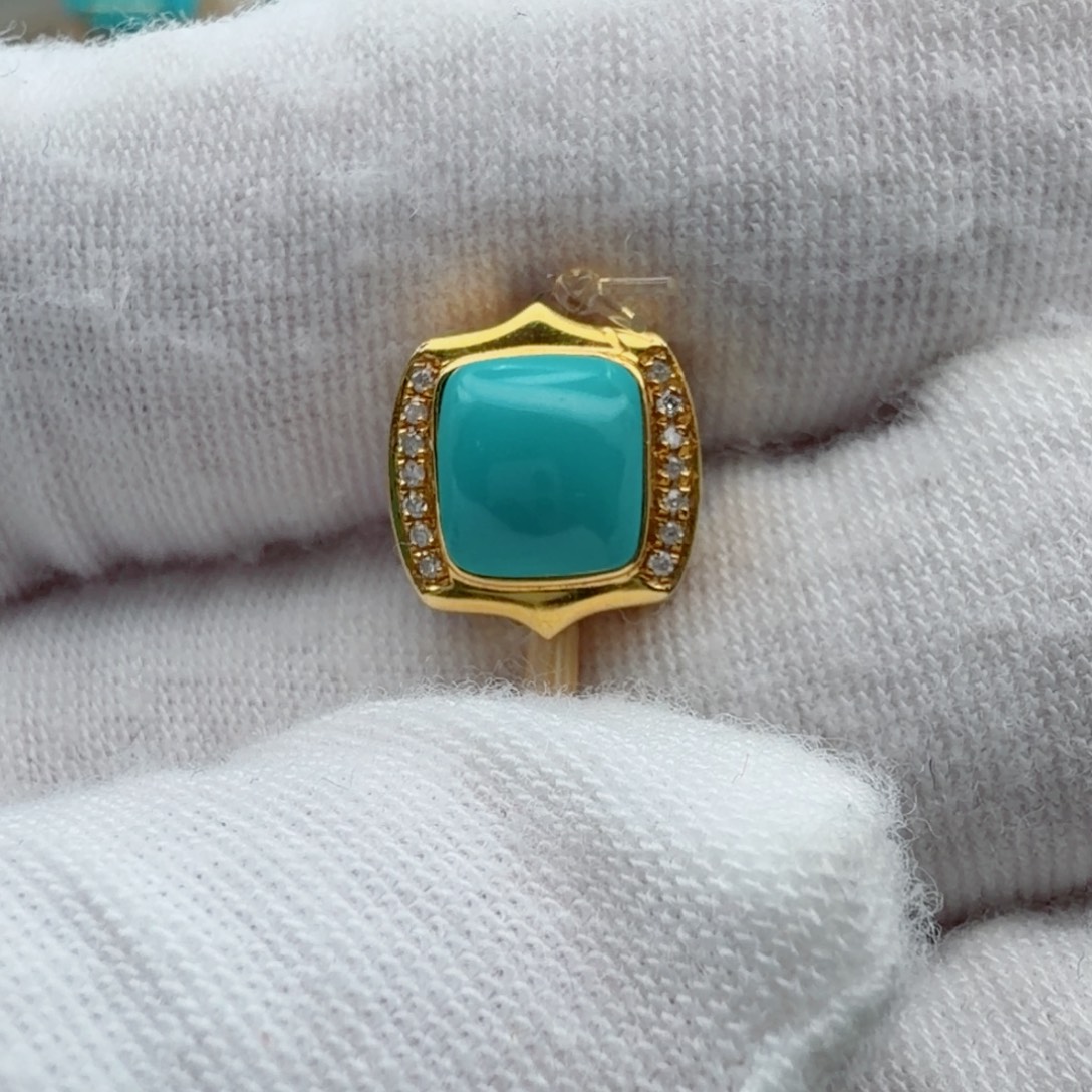 绿松石18K金镶嵌珠宝奇石