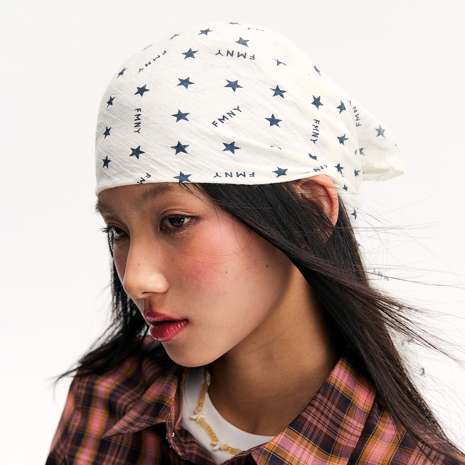 江南先生NewJNXS轻柔透气棉麻星星印花丝巾女时尚百搭多功能头巾