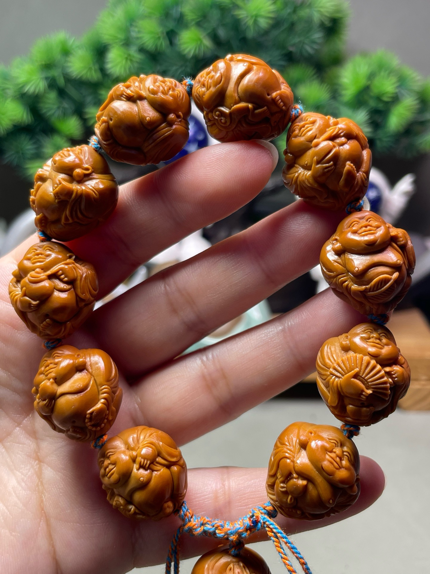 2.0手工开心弥勒手串男女士手串精品橄榄核雕文玩手串