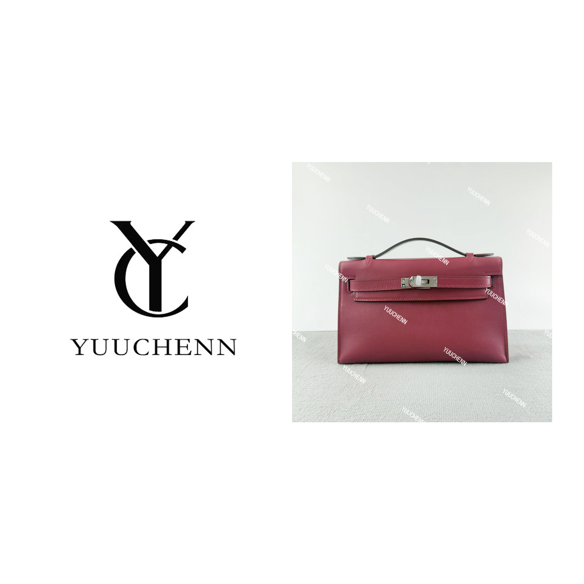 YUUCHENN/手工【kelly】包包进口swift22cm 波尔多红 HH5130