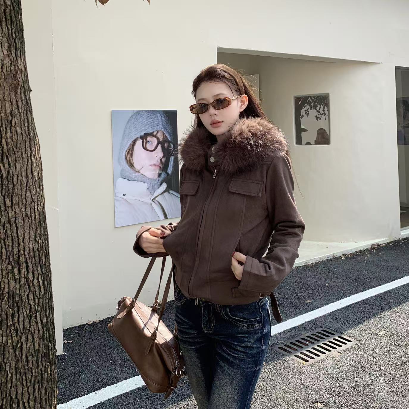 3MER  可拆卸毛领显瘦外套