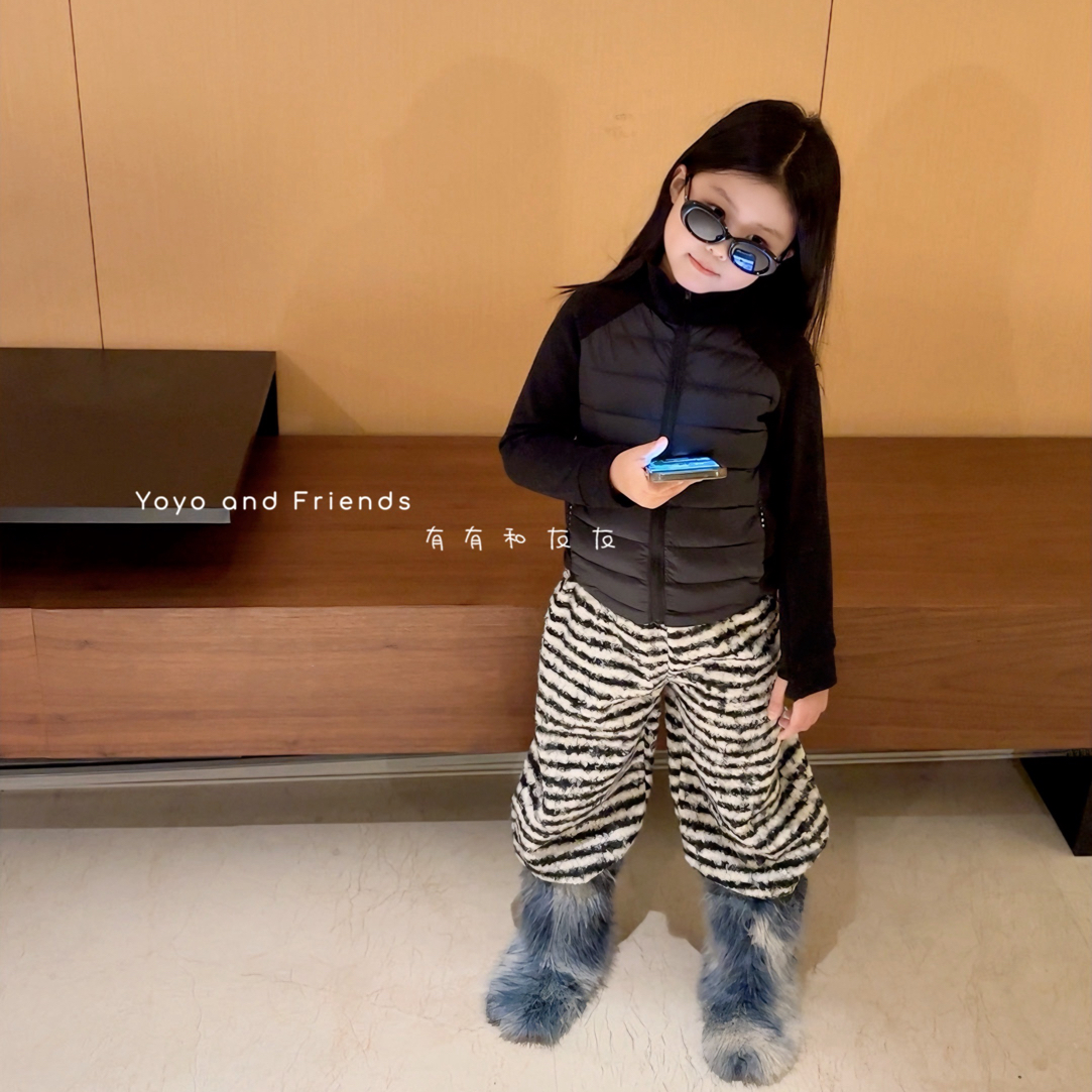 有有家·男女童高品质秋冬新款韩系超百搭毛绒袖拼接轻薄羽绒服