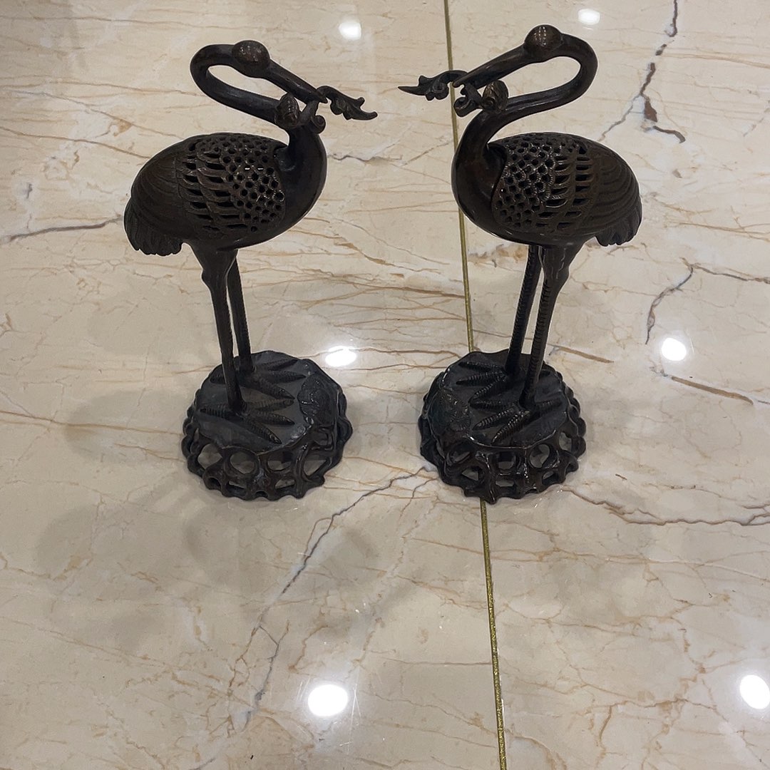 黄铜鹤炉工艺品摆件