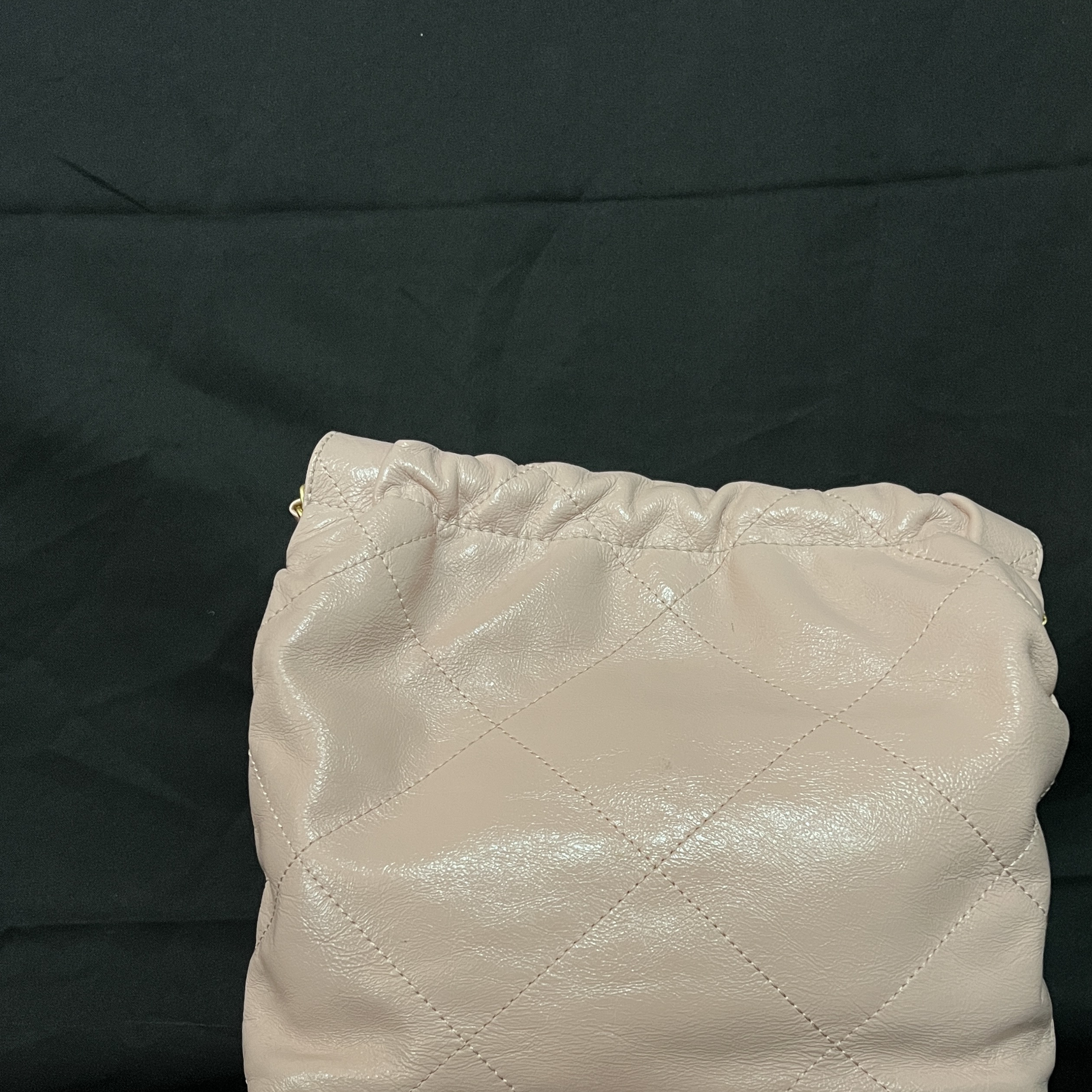 LQ-珍妮同款【油蜡亮面真皮垃圾袋】粉色23cm  10228