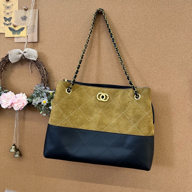 小香风25A麂皮托特包包大容量链条水桶包流浪单肩斜挎包