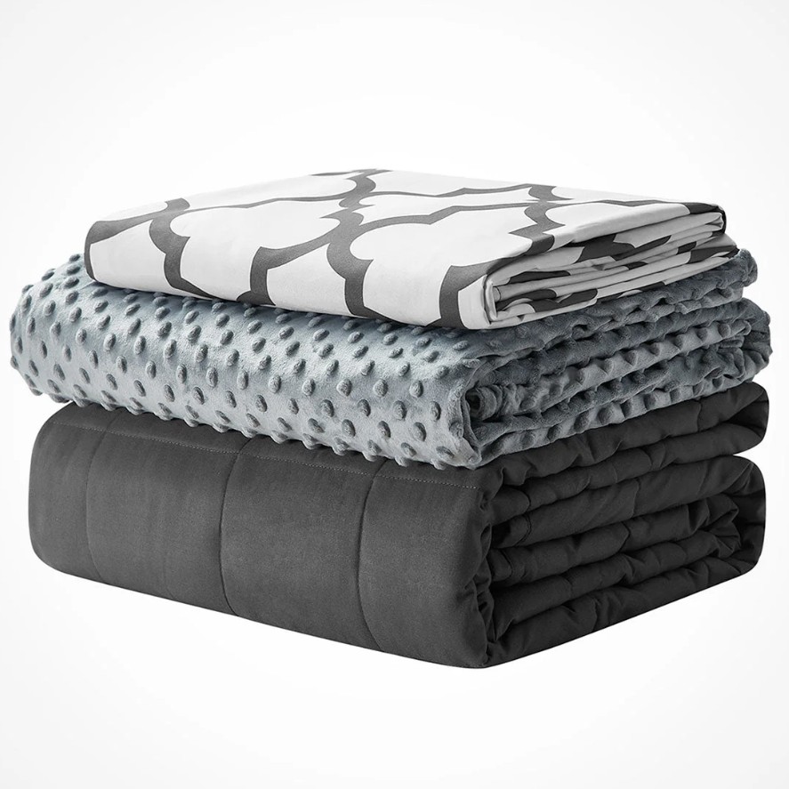 双面绒AB面150*200高级灰色加厚重力被三件套（重力被芯+2个被套）