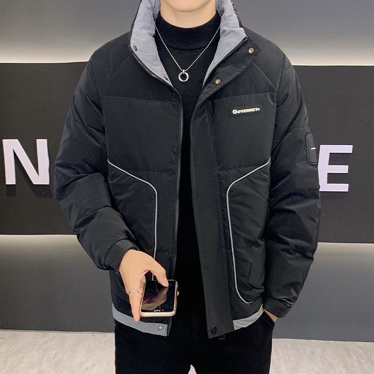 潮流男装冬季新款男士时尚休闲立领防寒服男款加厚潮牌外套男6619