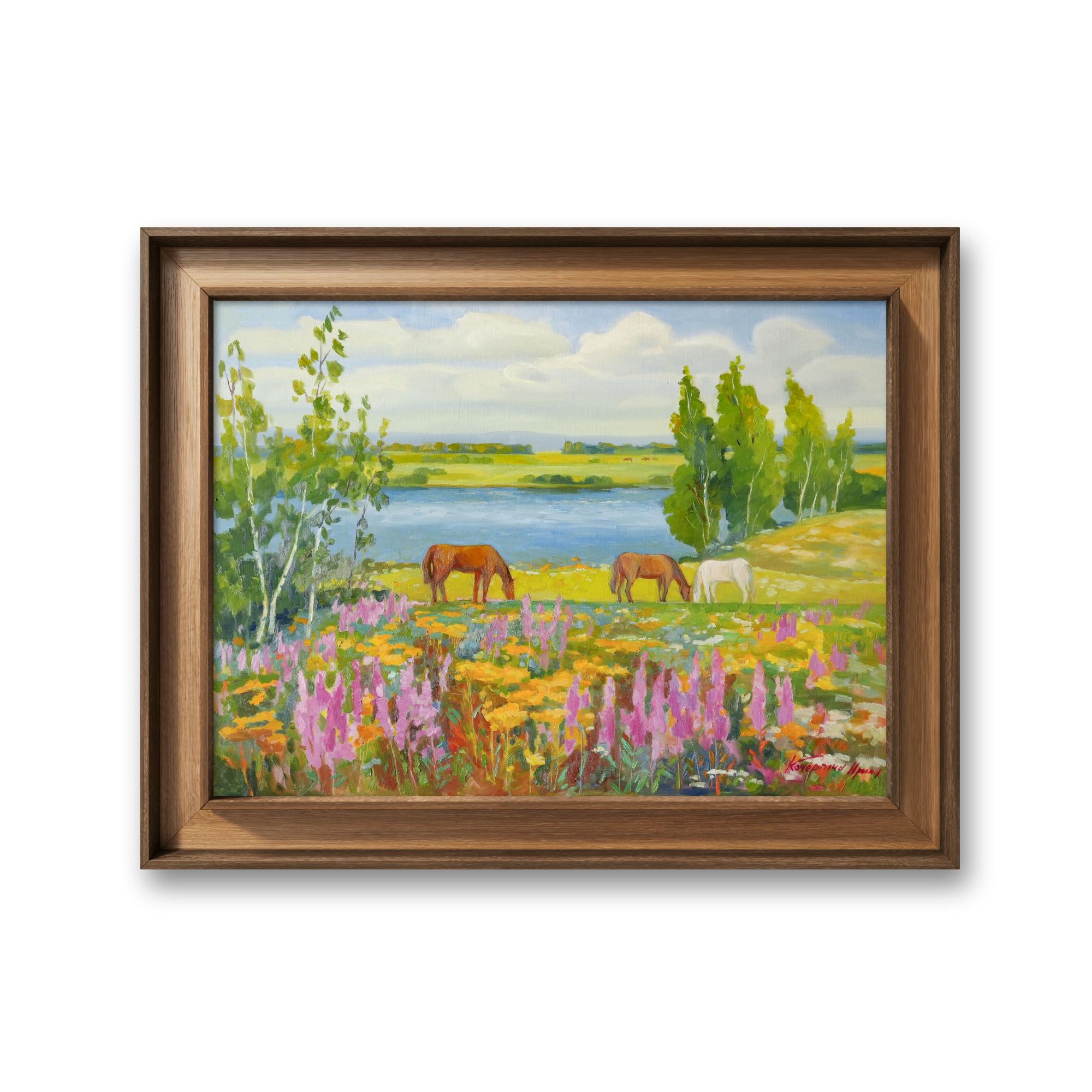 D50.41俄罗斯原创手绘油画伊丽娜《温暖的七月》60*80cm 2025年客厅