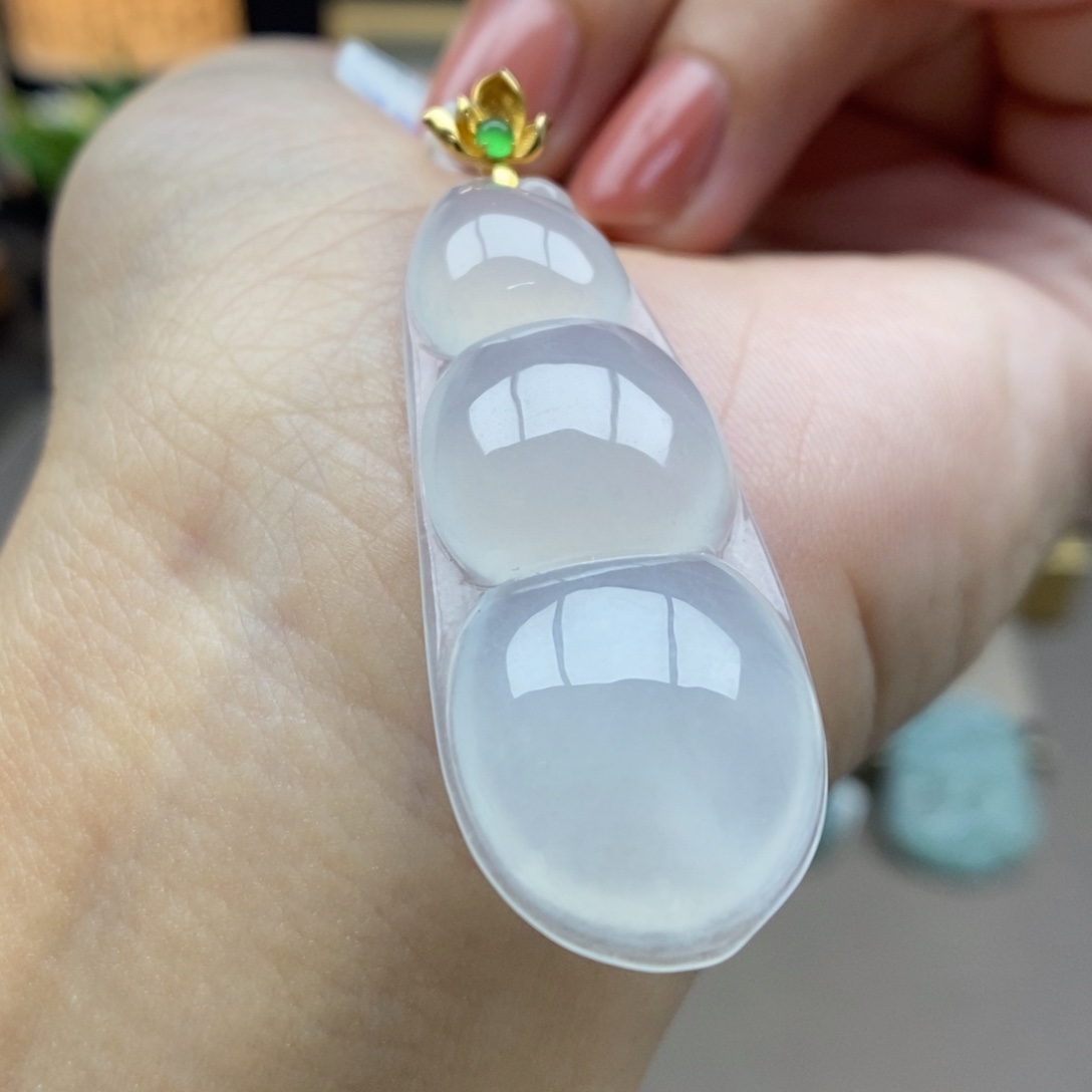 翡翠18K金镶嵌颈饰吊坠12