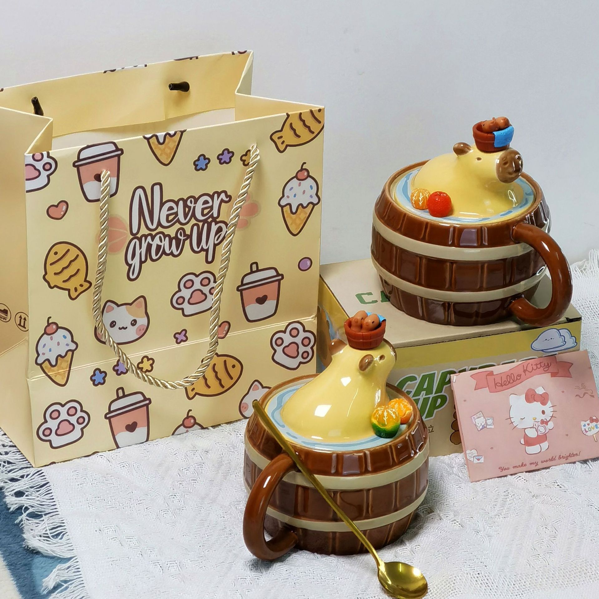 卡皮巴拉水杯高颜值陶瓷杯可爱创意生日礼物送女生马克杯杯子