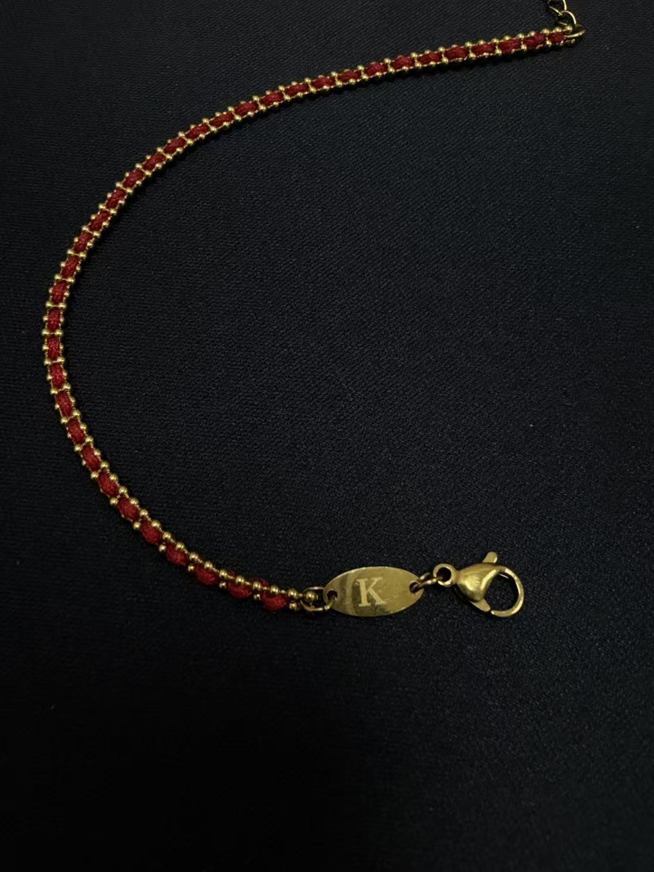 布艺手链 带细节红色编绳手链207