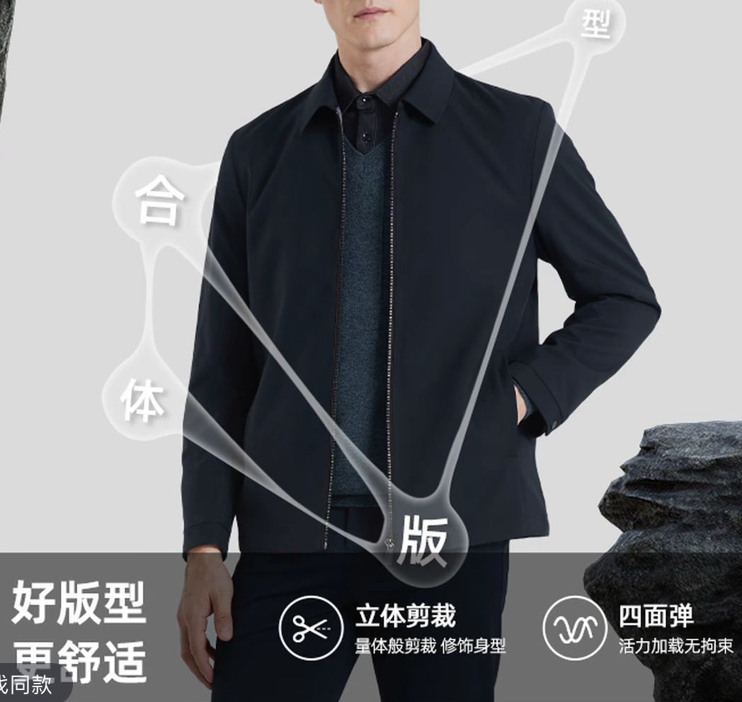 轻柔抗皱免烫耐磨纯色男士秋季新品夹棉拉链夹克9868男装外套