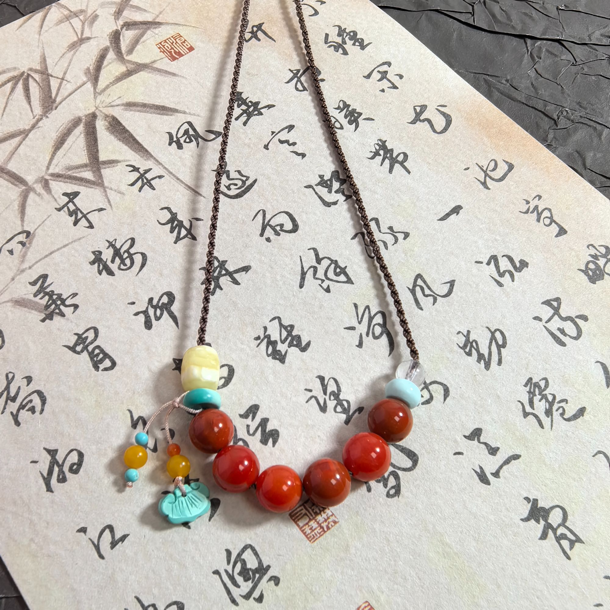 【蜜语】原矿天然 南红锁骨链 如意款