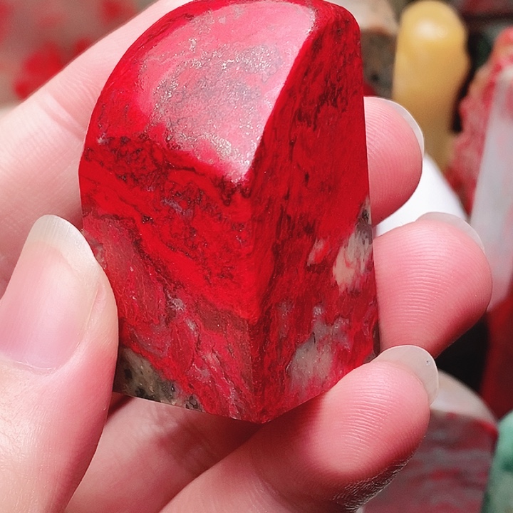 印石昌化石大红袍印章墩子