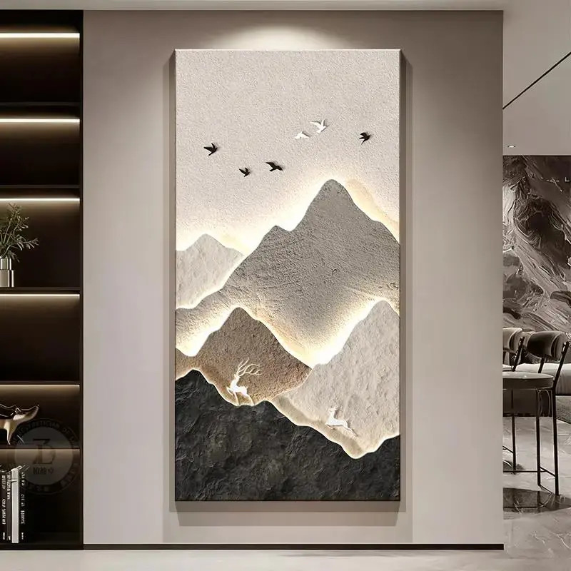 背有靠山入户玄关装饰画轻奢高级感走廊过道挂画2025新款玄关壁画