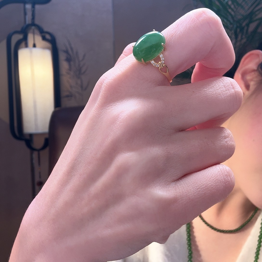 和田玉戒指银S925镶嵌