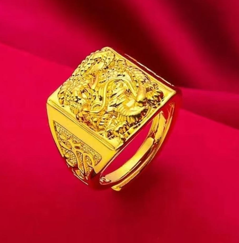 【琅华商贸】999精雕龙行大运男士戒指