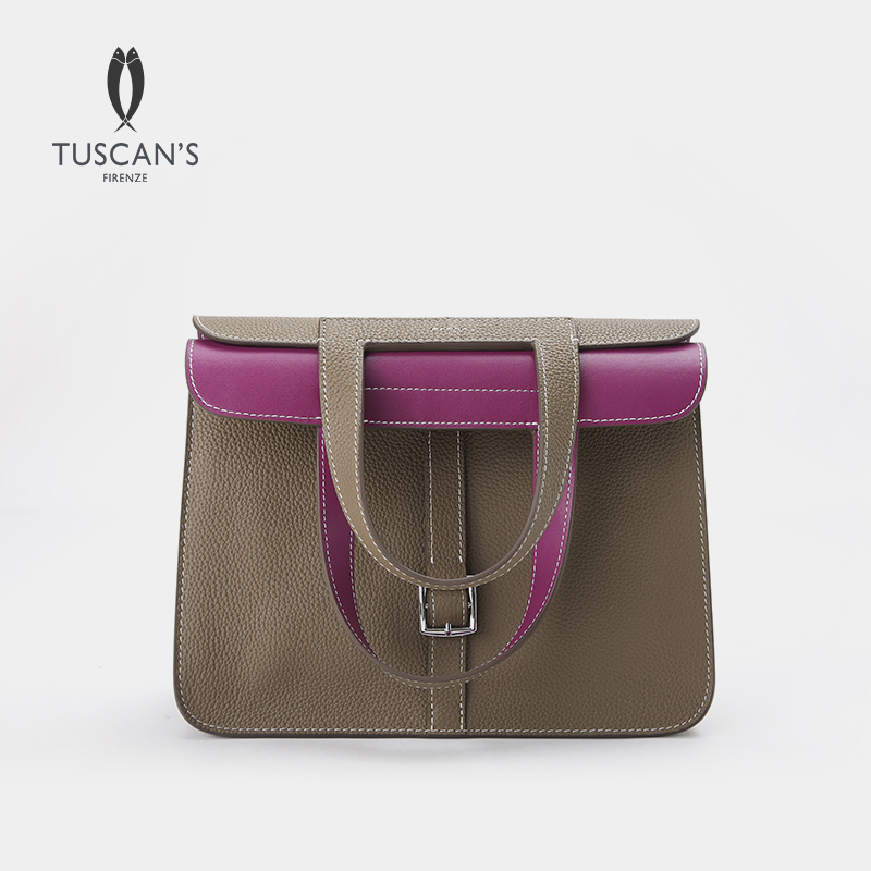 TUSCAN'S真皮女士经典百搭拼色时尚单肩包撞色轻奢手提包斜挎包
