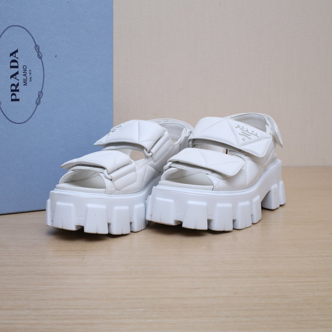 95新 Prada/普拉达 【lu】 魔术贴 凉鞋 35码P235501482