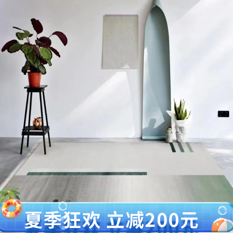 北欧风客厅地毯绿色家用地毯卧室阳台书房