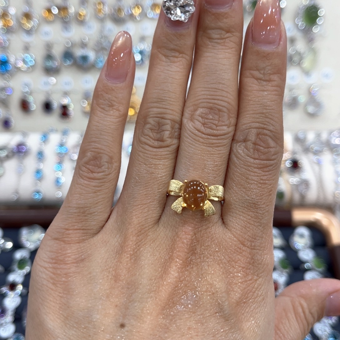 戒指银S925镶嵌烟晶