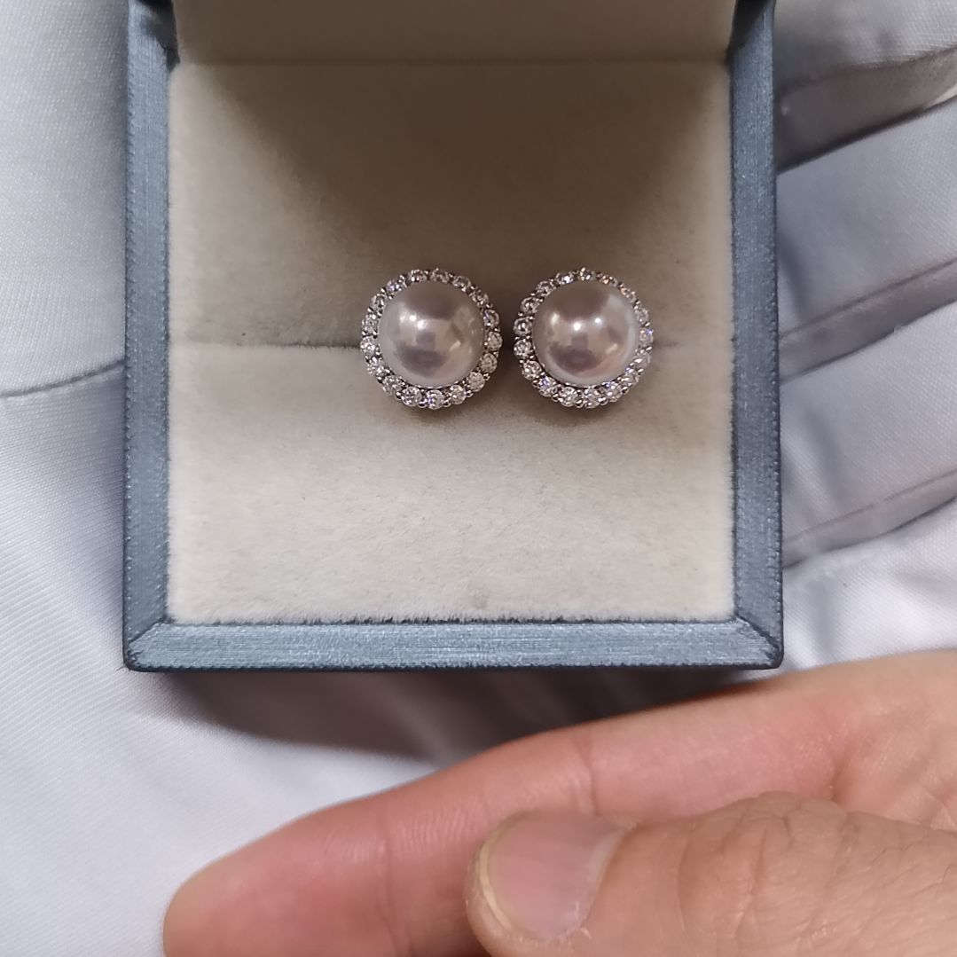 用***6淡水珍珠耳饰银S925镶嵌