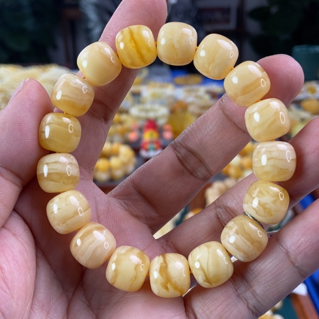 琥珀珠宝奇石未镶嵌13虎皮纹同料串23.44