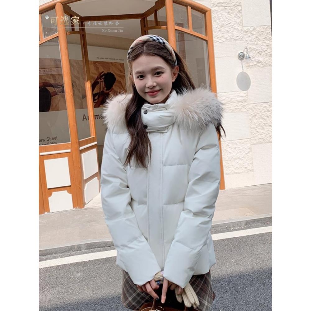 美式棉衣修身外套2025新款冬季棉袄棉服女款宽松连帽毛领加厚保暖