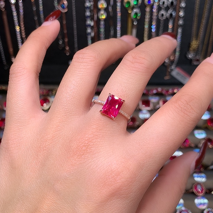 红宝石戒指银S925镶嵌79