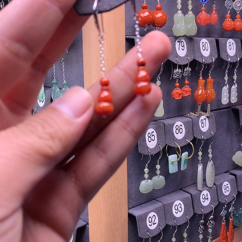 【闪购商品】翡翠耳饰银S925镶嵌满意