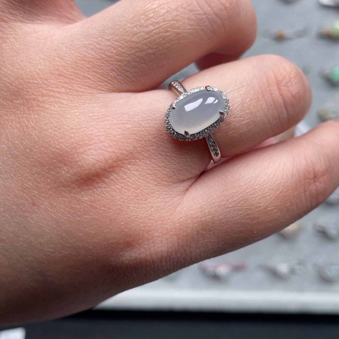 翡翠戒指银S925镶嵌戒指