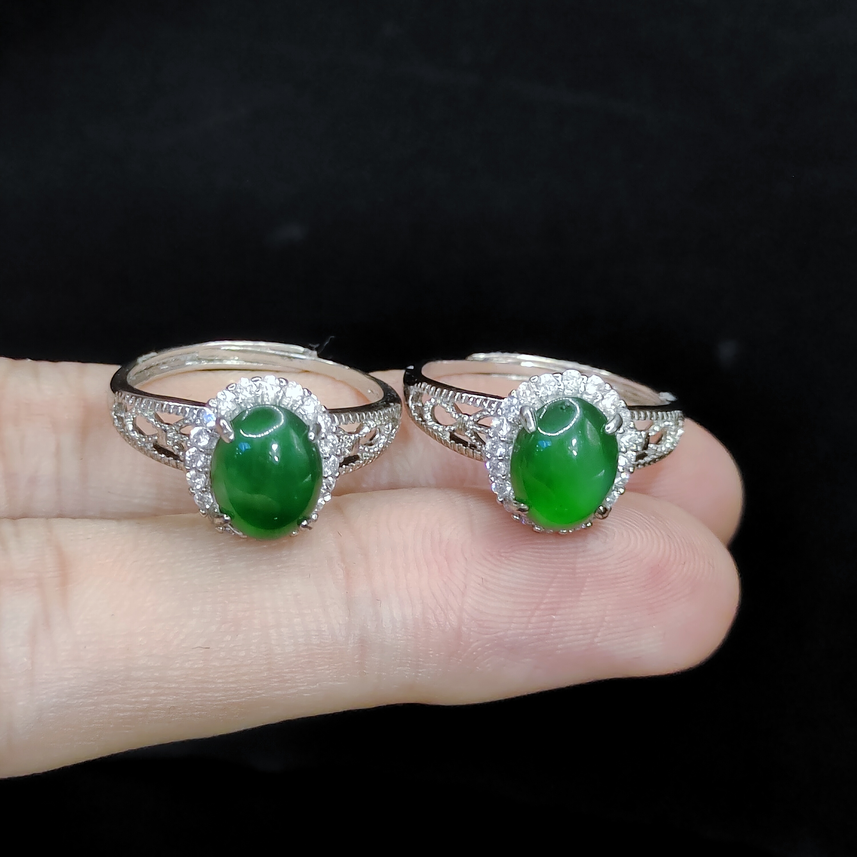 【老三珠宝】翡翠蛋面戒指YQRL【多样性发其一】约8-7-5mm