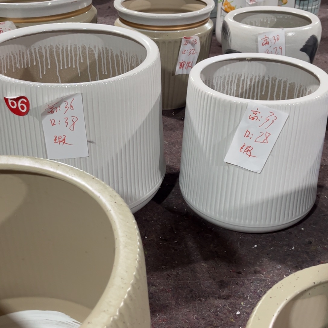 龙蛋竖条纹一套两个花盆