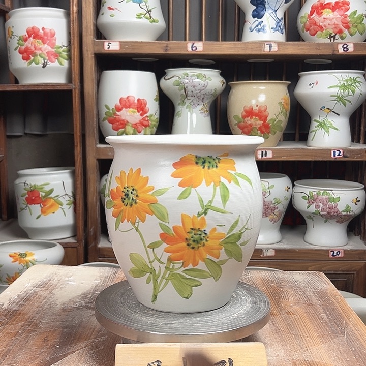 摆件圆口向日葵新款陶瓷陶瓷