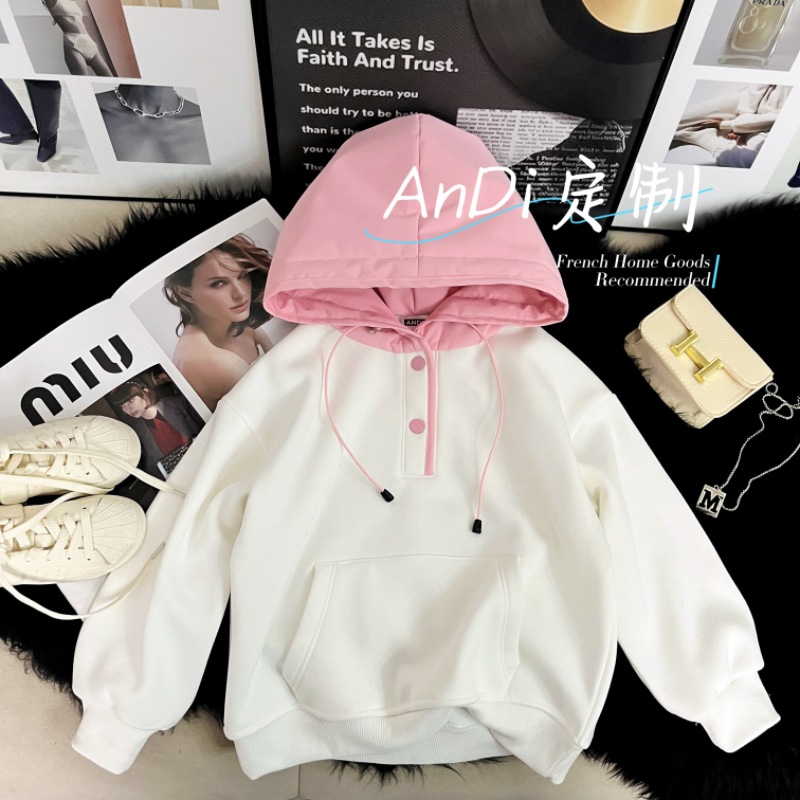 〖ANDI〗安迪女童卫衣加厚拼接亲子卫衣时尚5212