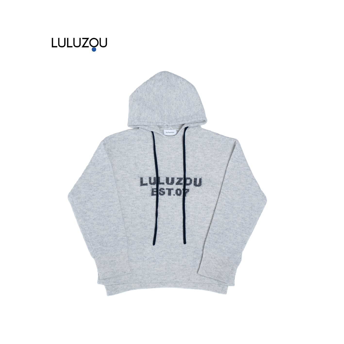 luluzou 连帽开衩提花羊绒针织衫12028