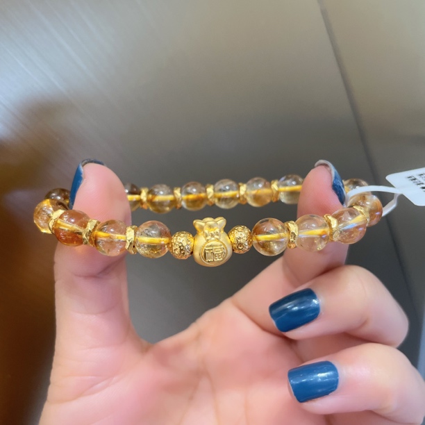 足金999纯黄金小福袋盘缠手链