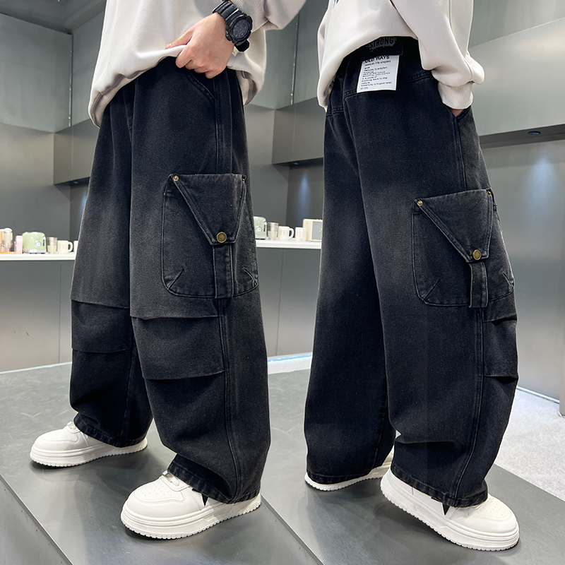 男童牛仔裤2025秋款潮童工装牛仔裤中大童秋款宽松百搭洋气裤
