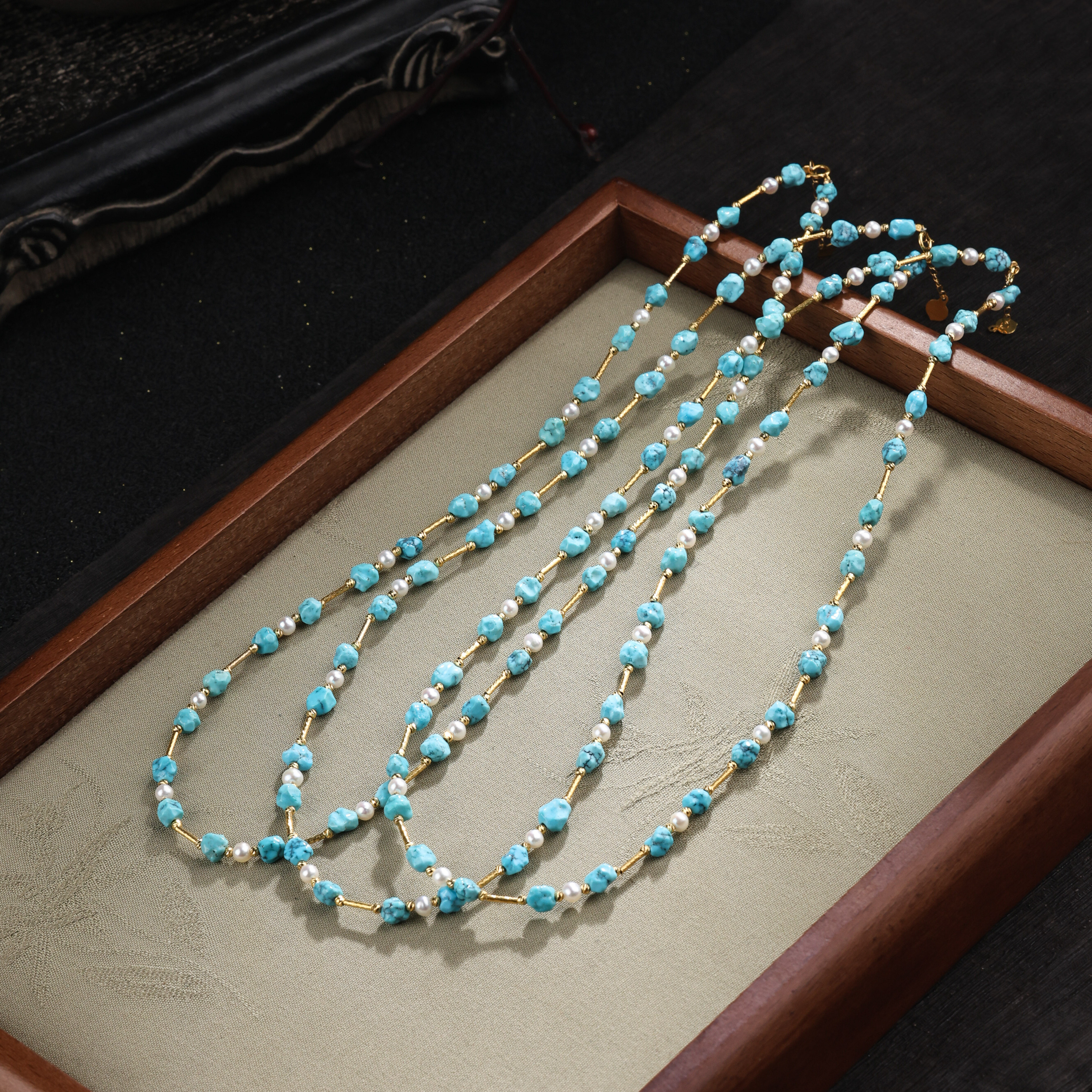 【举石臻选】TA0720-3793-371绿松石项链18k（一件/多样性/约2mm+）O