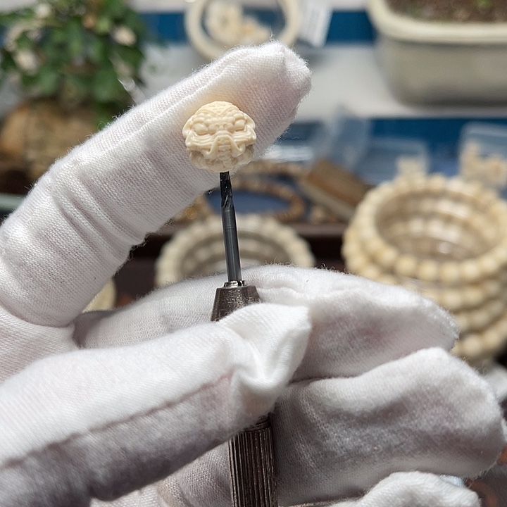 猛犸象牙手串/手链/手镯12mm象神雕刻单珠