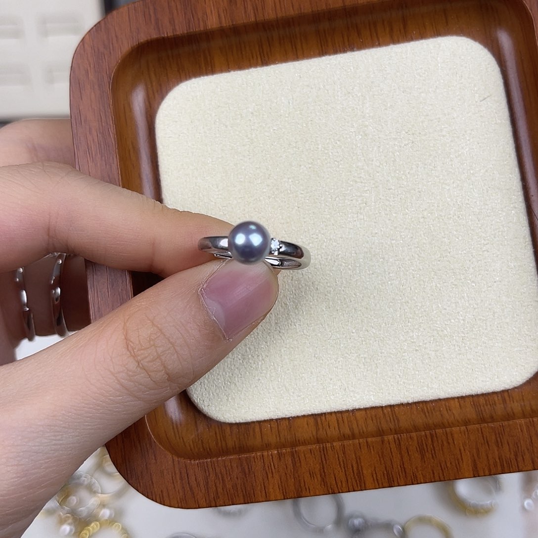 戒指海水珍珠银S925镶嵌